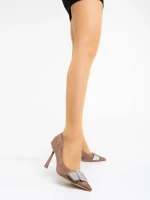 Tiphanie khaki női magassarkú cipő textil anyagból