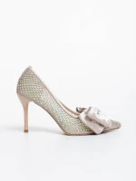 Marliss bézs női magassarkú cipő textil anyagból