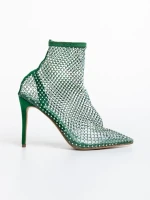 Oleta zöld női bokacsizma textil anyagból