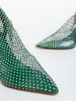 Oleta zöld női bokacsizma textil anyagból