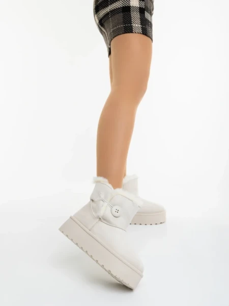 Andara világos bézs női csizma textil anyagból