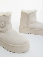 Andara világos bézs női csizma textil anyagból