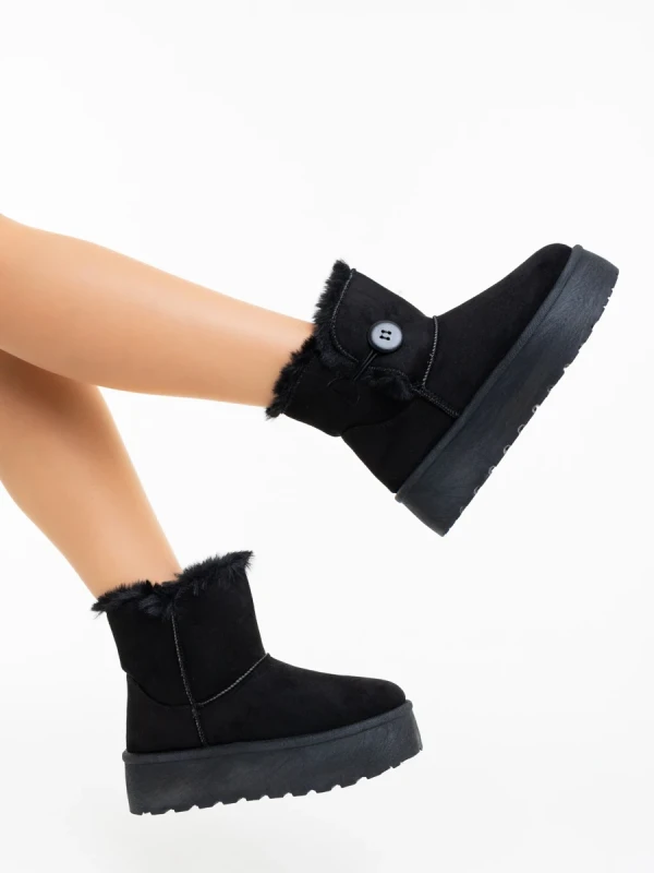 Andara fekete női csizma textil anyagból