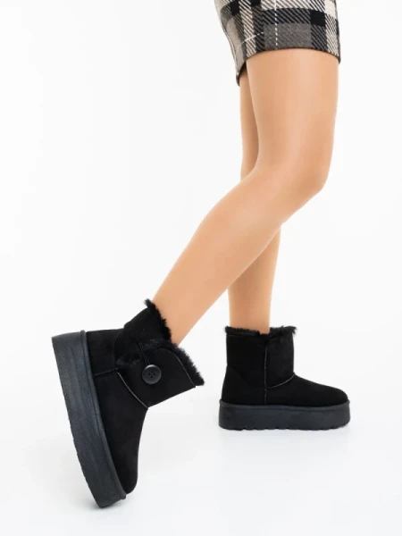 Andara fekete női csizma textil anyagból