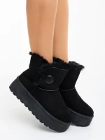 Andara fekete női csizma textil anyagból