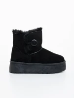 Andara fekete női csizma textil anyagból