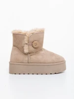 Andara bézs női csizma textil anyagból