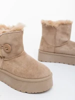 Andara bézs női csizma textil anyagból