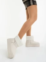 Deraza világos bézs női csizma textil anyagból