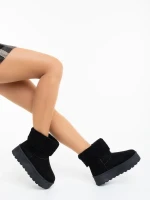 Deraza fekete női csizma textil anyagból