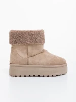 Deraza bézs női csizma textil anyagból