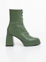 Wilfreda zöld női magassarkú bokacsizma ökológiai bőrből