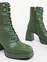 Wilfreda zöld női magassarkú bokacsizma ökológiai bőrből