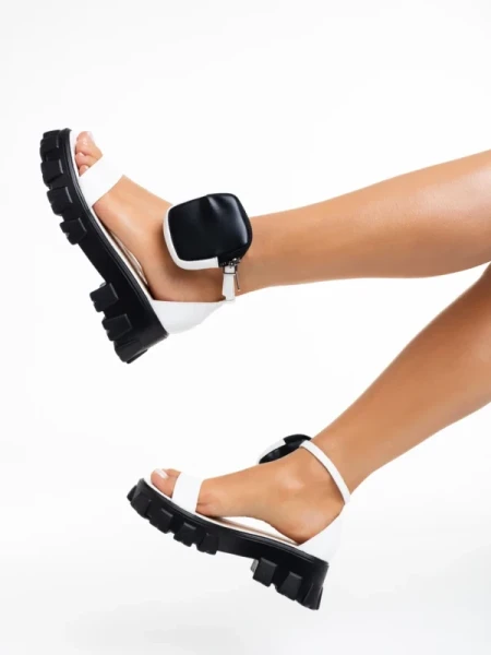 Elantra fehér női szandál, műbőrből készült