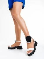 Elantra fehér női szandál, műbőrből készült