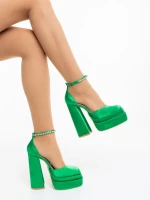 Arcania zöld női magassarkú cipő textil anyagból