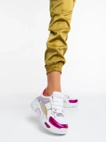 Reena fehér és fukszia női sport cipő ökológiai bőrből és textil anyagból