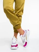 Reena fehér és fukszia női sport cipő ökológiai bőrből és textil anyagból