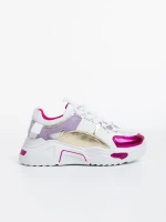 Reena fehér és fukszia női sport cipő ökológiai bőrből és textil anyagból