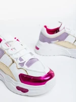 Reena fehér és fukszia női sport cipő ökológiai bőrből és textil anyagból