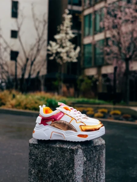 Reena narancssárga női sport cipő ökológiai bőrből és textil anyagból