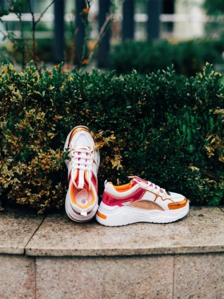 Reena narancssárga női sport cipő ökológiai bőrből és textil anyagból