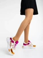 Reena narancssárga női sport cipő ökológiai bőrből és textil anyagból