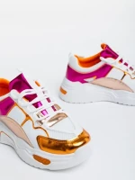 Reena narancssárga női sport cipő ökológiai bőrből és textil anyagból