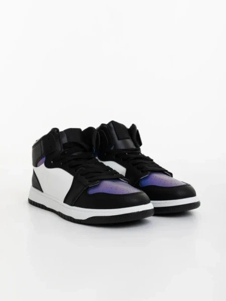 Monty fekete és égszinkék férfi sportcipő ökológiai bőrből