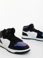 Monty fekete és égszinkék férfi sportcipő ökológiai bőrből