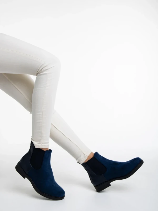 Dominika kék női bokacsizma textil anyagból