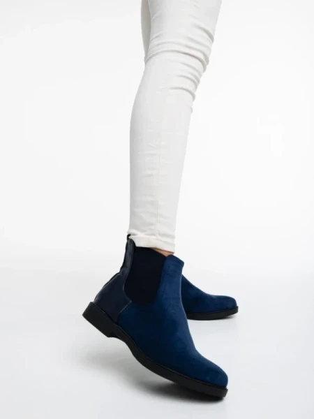 Dominika kék női bokacsizma textil anyagból