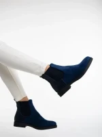 Dominika kék női bokacsizma textil anyagból