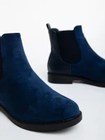 Dominika kék női bokacsizma textil anyagból