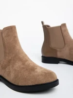 Dominika bézs női bokacsizma textil anyagból