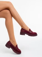 Agneza gránátszínű női félcipő textil anyagból