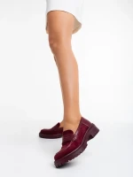 Agneza gránátszínű női félcipő textil anyagból