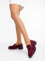 Agneza gránátszínű női félcipő textil anyagból