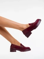 Agneza gránátszínű női félcipő textil anyagból