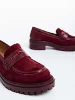 Agneza gránátszínű női félcipő textil anyagból