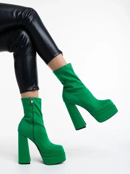 Montana zöld női bokacsizma textil anyagból