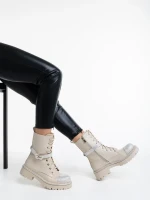 Inesa bézs női bakancs ökológiai bőrből