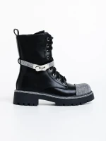 Inesa fekete női bakancs ökológiai bőrből