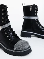 Inesa fekete női bakancs ökológiai bőrből