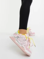 Osiana rózsaszin és sárga női sportcipő ökológiai bőrből