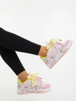 Osiana rózsaszin és sárga női sportcipő ökológiai bőrből