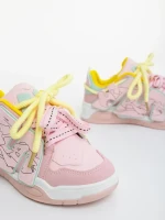 Osiana rózsaszin és sárga női sportcipő ökológiai bőrből
