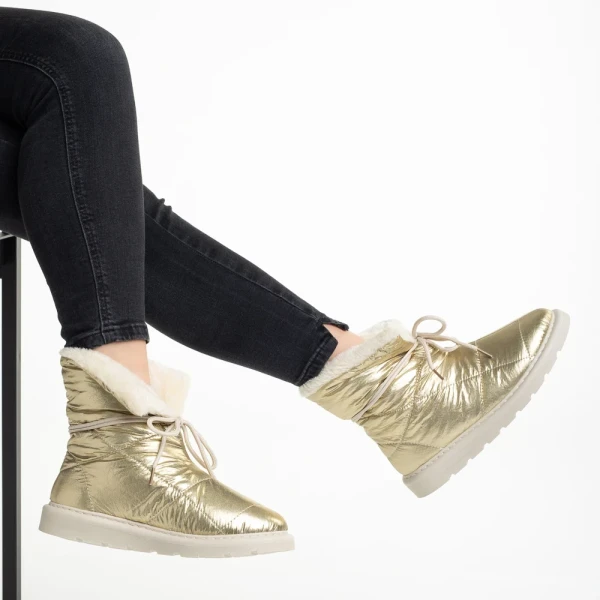 Anselma arany női csizma, textil anyagból készült