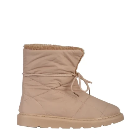 Anselma bézs női csizma, textil anyagból készült