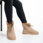 Anselma bézs női csizma, textil anyagból készült